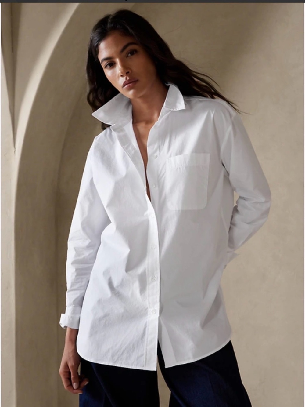 Banana Republic Oversized White Button-Down Shirt Sz XL Normcore Minimalist